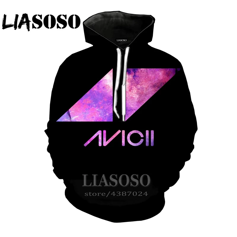LIASOSO, новинка, Зимняя мода для мужчин и женщин, 3D принт, DJ певец Avicii, толстовка в стиле хип-хоп с длинными рукавами, толстовка, повседневный Забавный пуловер