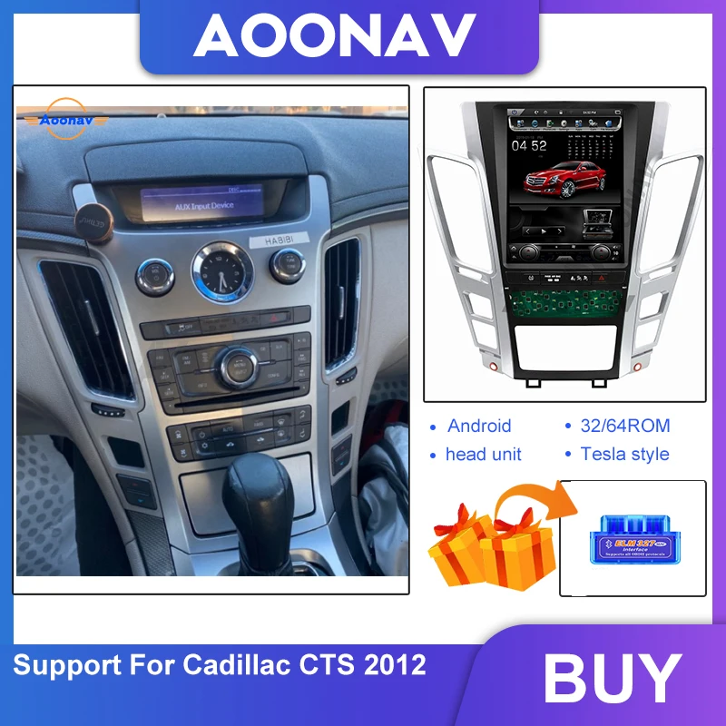 

Car stereo 2 din android GPS Tesla vertical screen carplay for Cadillac CTS 2012 car radio tape recorder Multimedia player