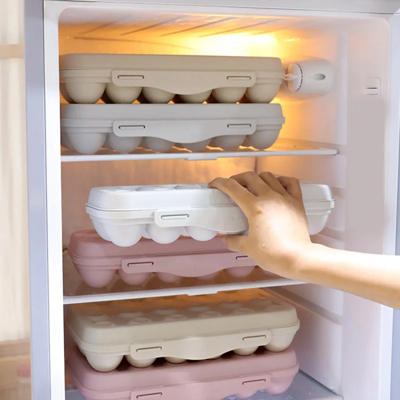 

Newly Plastic Eggs Storage Case Multiple Grids Holder Box for Fridge Eggs Container Boxes MK