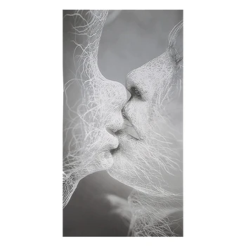 

Wall Decor,Black & White Love Kiss Abstract Art Canvas Painting Wall Art Picture Print Decoration 100Cm X 60Cm