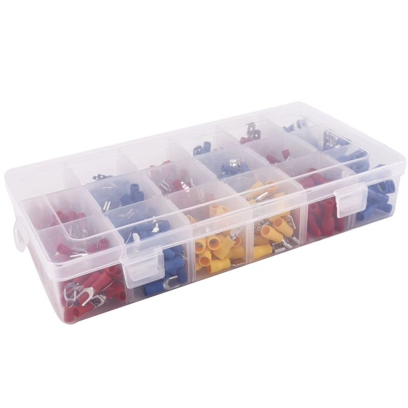 

600Pcs/Lot Assorted Female Male Full Insulated Terminals Connectors Assortment Kit Electrical Crimp Spade Ring