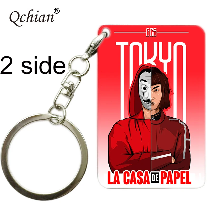 Горячая ТВ серии House Of paper деньги Heist брелок La Casa De Papel Сальвадор Дали брелок металл, ювелирное изделие, подарок 2 боковых печати