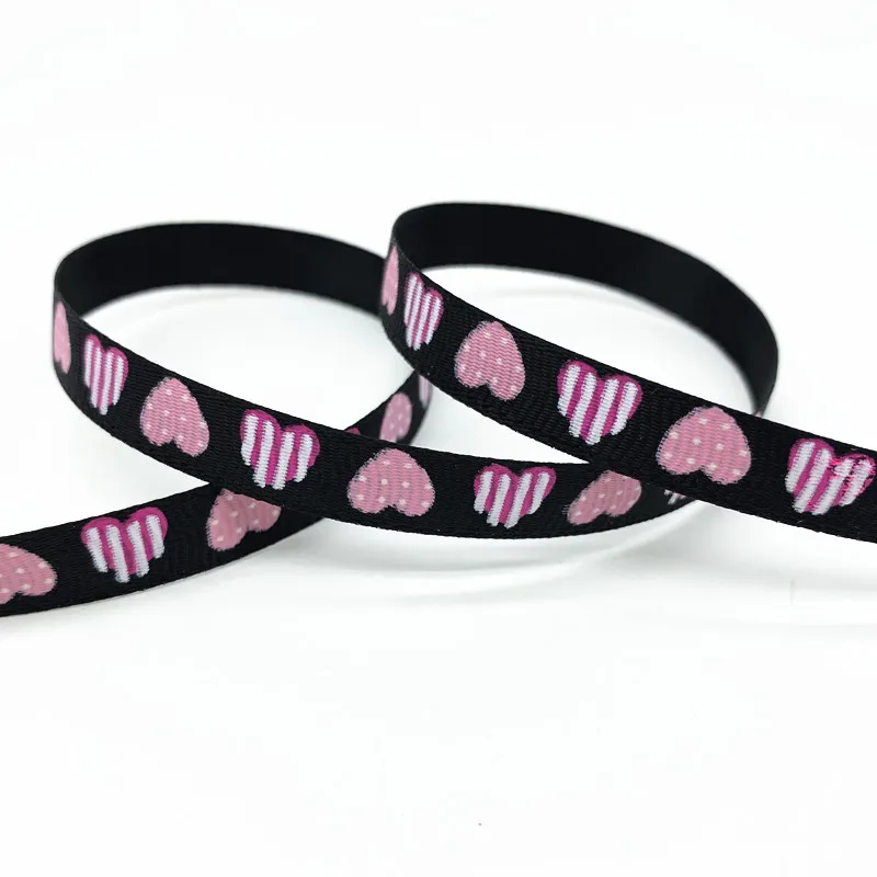 Ribbon Decoration Ribbon Supplies Grosgrain Ribbon Wrapping Ribbon Printed Heart Grosgrain Ribbons 5 Yards 10mm For Gift Wrapping Wedding Decoration Hair Bows DIY