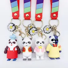 2020 nova panda chaveiro bonito dos desenhos animados urso chaveiros de plástico de alta qualidade chaveiro criativo casal saco pingente carro chaveiros(China)