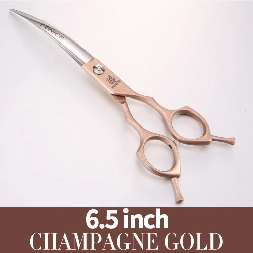 6.5 champagne Профессиональные ножницы для ухода за домашними животными Fenice, цветные 6,5 дюймовые изогнутые ножницы для ухода за домашними животными - Цвет: 6.5 champagne
