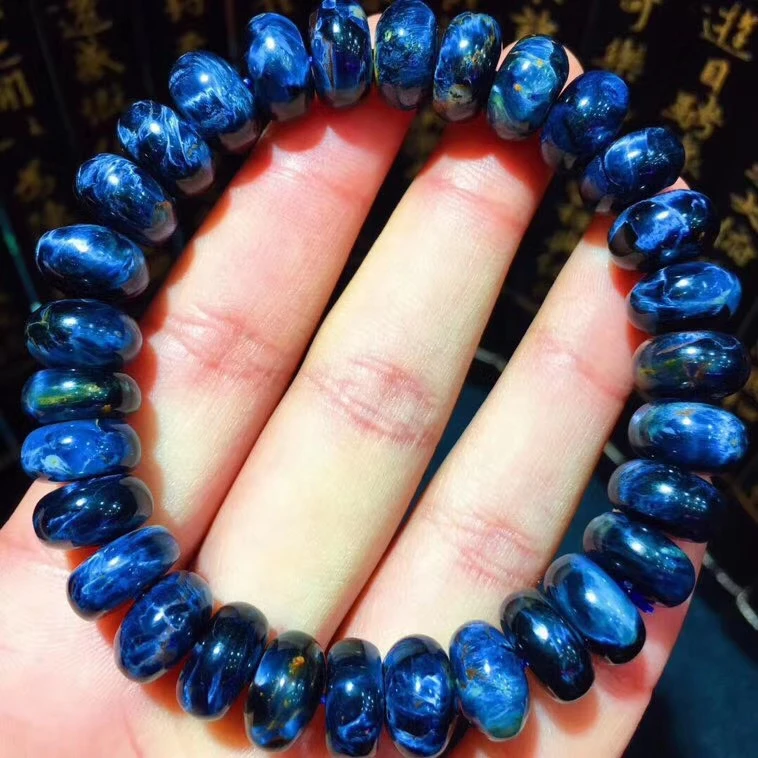 

Natural Pietersite Blue Chatoyant Genuine Gemstone 11.5x5.7mm Abacus Beads Stretch Healing Bracelet From Namibia AAAAAA