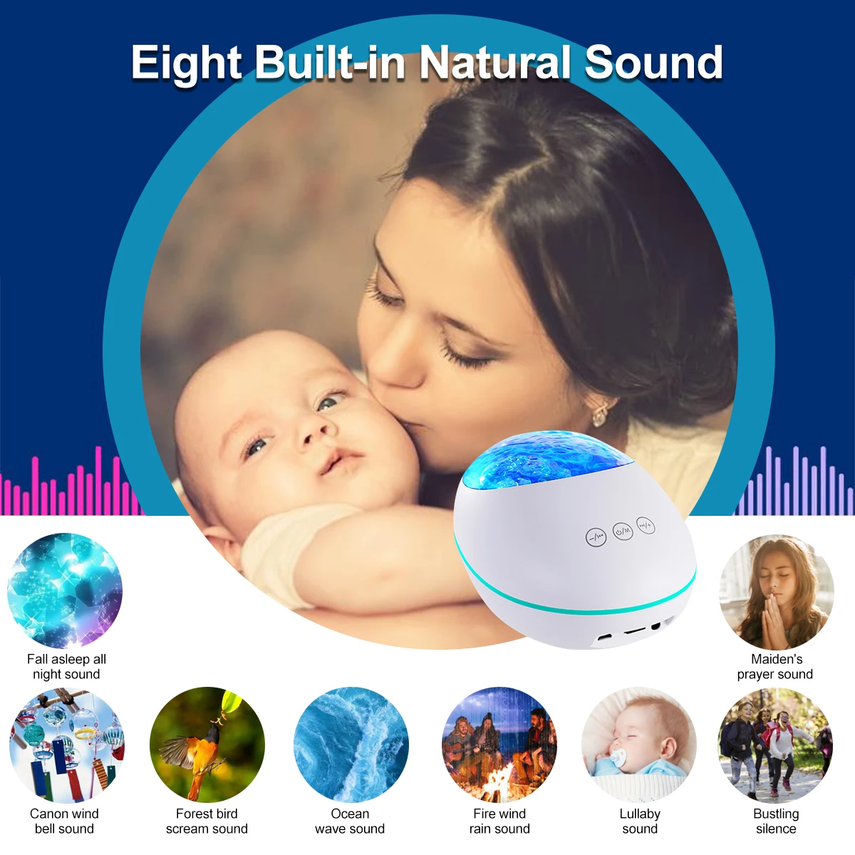 Новейший проектор волны океана Мини Bluetooth 5,0 динамик 12 Светодиодный 8 цветов ночник дистанционное управление 8 Музыка новинка подарок для малышей