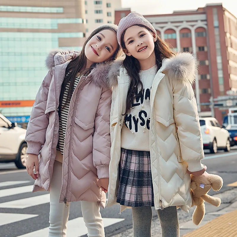 

Children Winter Down Cotton Jacket 2019 New Fashion Girl Clothing Kids Clothes Thick Parka Fur Hooded Snowsuit Outerwear Coat