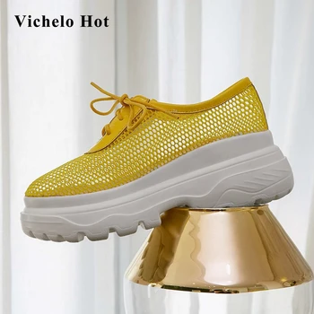 

Vichelo Hot sports style breathable energy design dress round toe thick bottom sneaker platform convenient vulcanized shoes L01