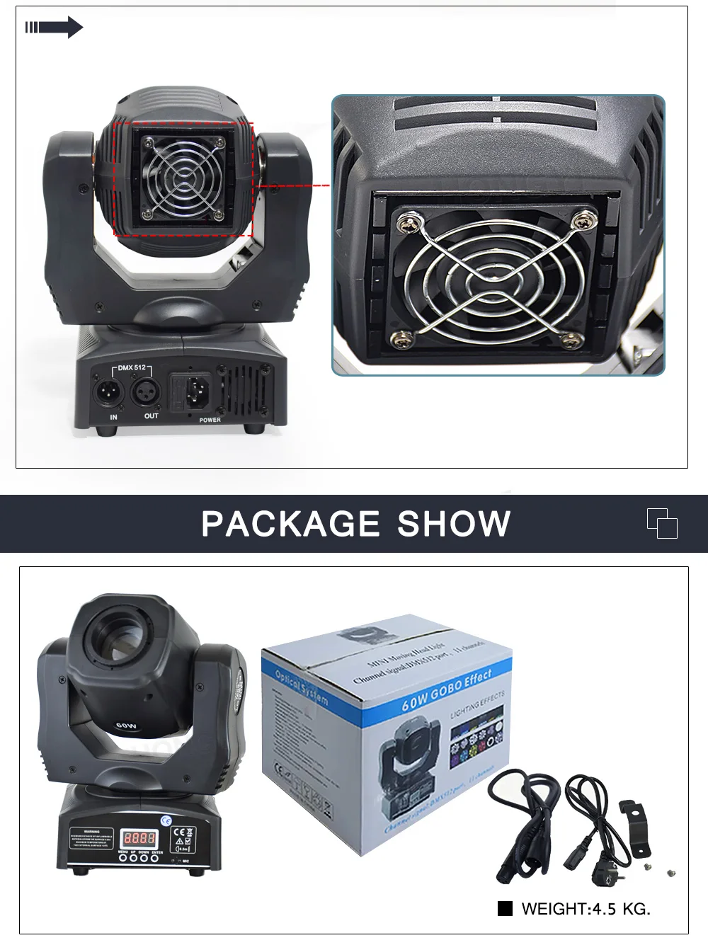 Iluminação de Palco 16chs 60 w Led Moving Head Spot Light Dmx Profissional Equipamento dj Gobo Luz 10 Efeito de Iluminação de palco