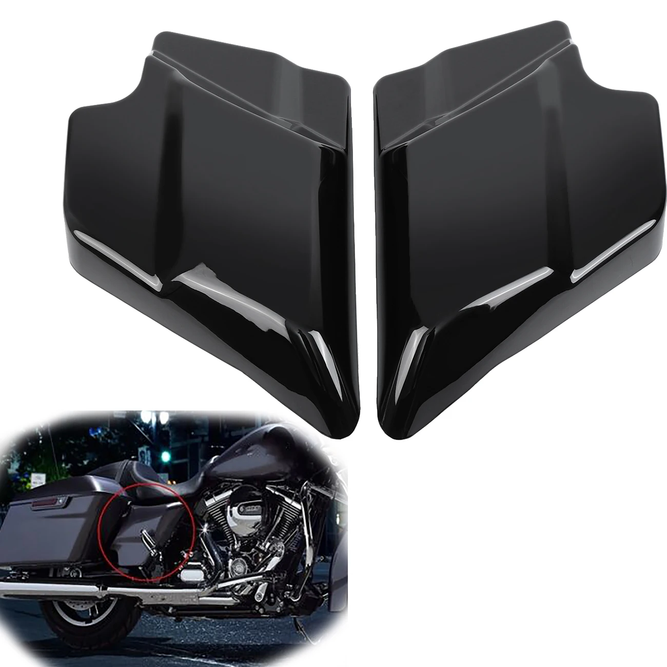 

Samger Stretched Extended Side Cover Panel For Harley Davidson Touring Street Glide 09-18 Vivid Black