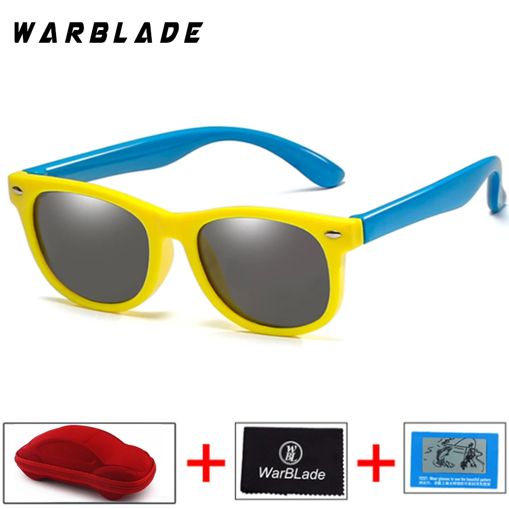 yellow blue Детские поляризационные солнцезащитные очки WarBlade TR90 кошачий глаз детские солнцезащитные очки для мальчиков и девочек силиконовые защитные очки детские UV400 очки - Цвет линз: yellow blue
