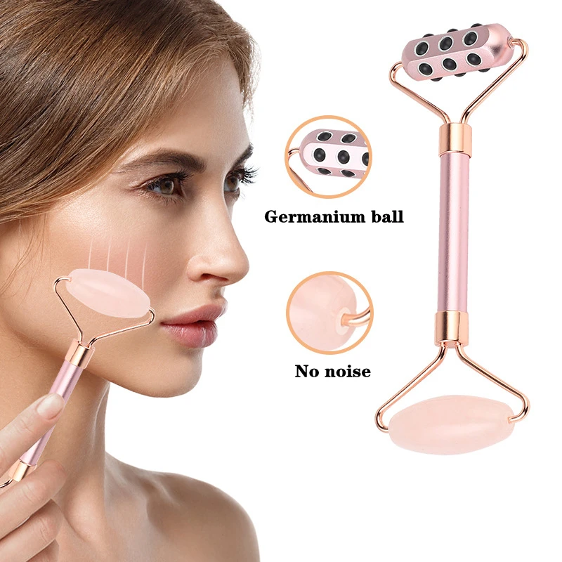 

New Arrival Rose Quartz Jade Roller Face Slimming Massager Face Lifting Natural Jade Stone Facial Massage Roller With Gift Box