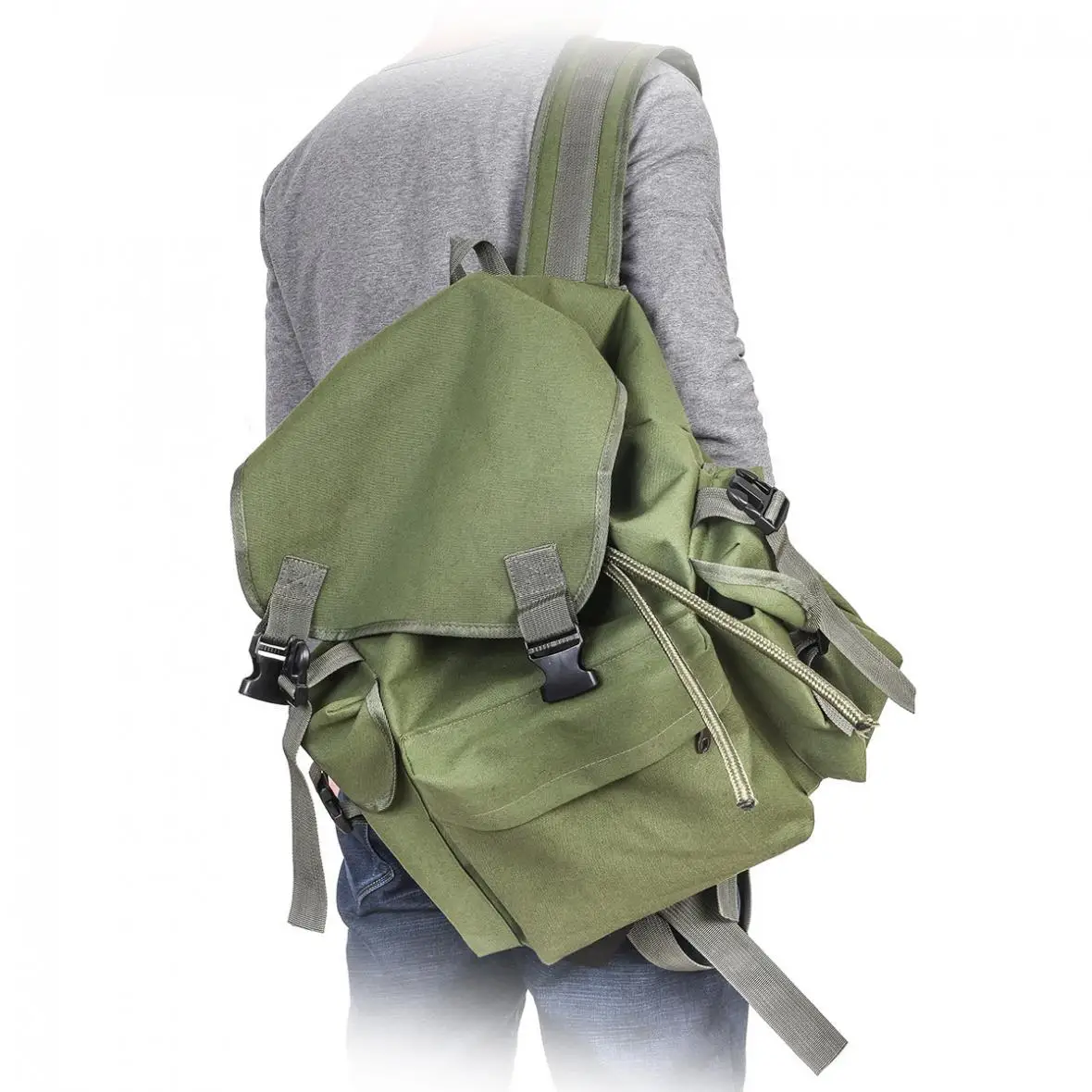 Kaufen 70L Große Kapazität Multifunktionale Armee Grün Leinwand Karpfen Angeln Tasche Angelgerät Rucksack Langlebig und Verschleiß beständig zu Verwenden.