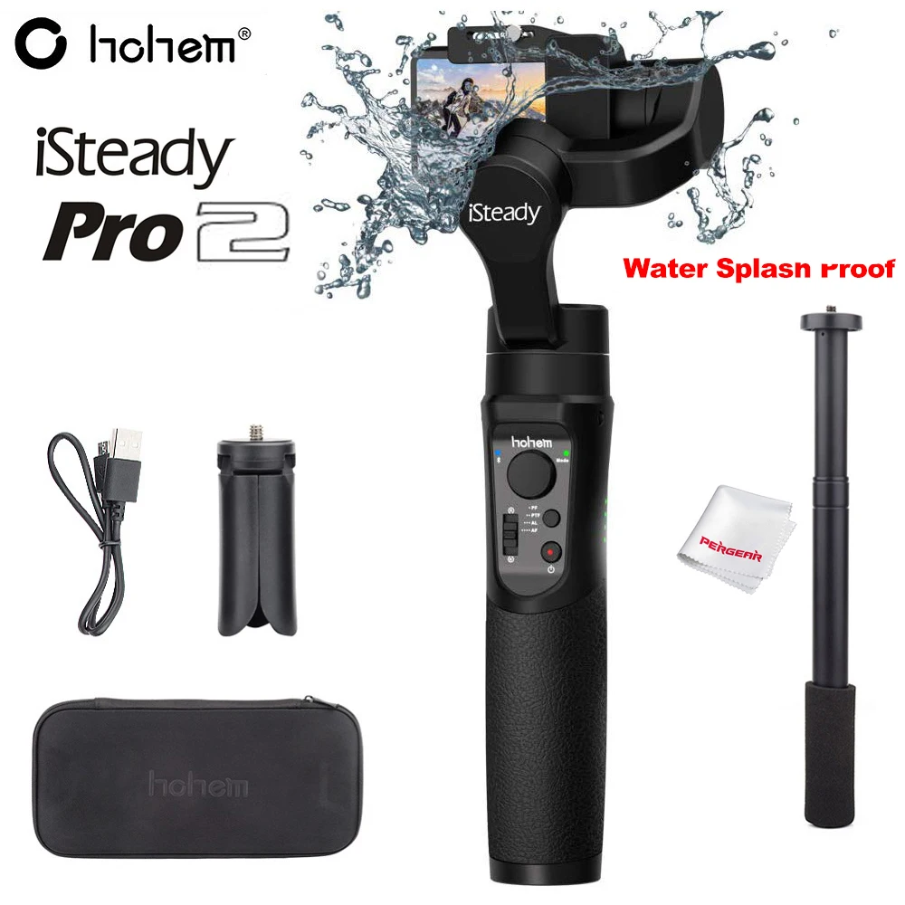 Hohem iSteady Pro 2 3-Axis Handheld Gimbal SJCAM YI Cam Gopro Hero 7 6 5 4 3 Water Splash Proof /& Beveled Design Upgraded on 2019 for DJI Osmo Action Sony RXO