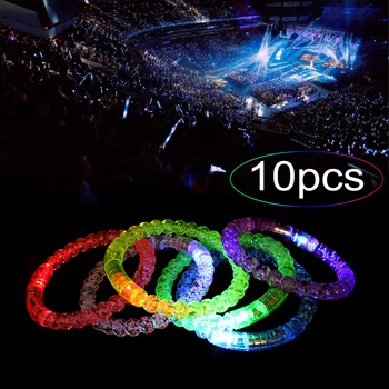 

Kids Adults 10PCS LED Luminous Fluorescent Glow Bracelets Party Festival Glowing Flashing Light Wrist Band Bracelet Toy