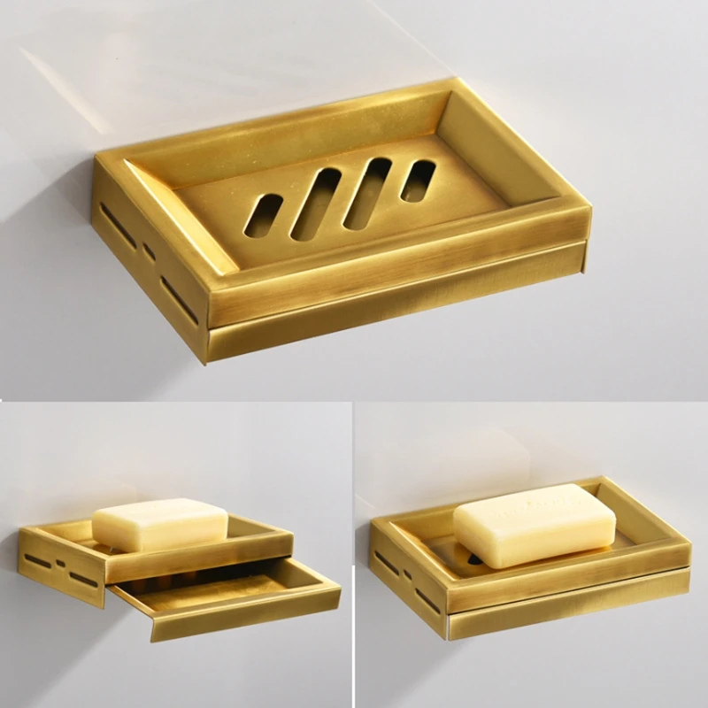 B Soap Dishes Wall Mounted Soap Holder Antique Brass Soap Dish for WC Bathroom Accessories Black Bath Products - Цвет: B