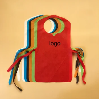 

Customized LOGO Unisex Candy Color Children Aprons Waterproof Non-Woven Fabric Painting Anti-Fouling Child Bib Solid Color Apron