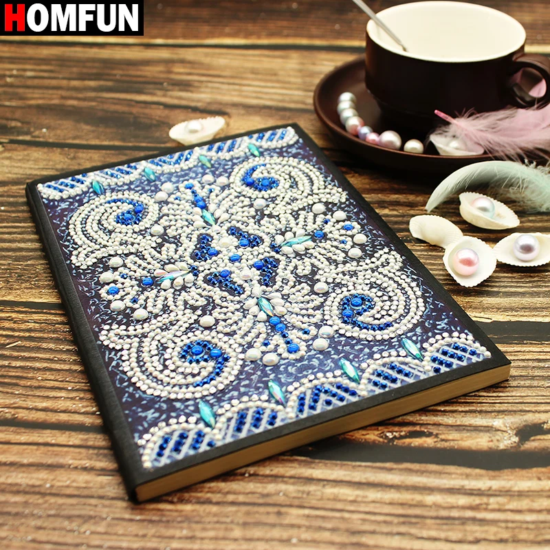 

HOMFUN A5 Notebooks 5D DIY Diamond Painting Special Shape Diary Book Diamond Embroidery "Mandala flower " Rhinestones Decor Gift