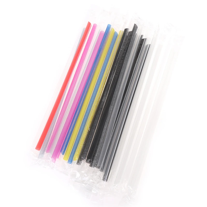 100Pc Clear Individually Wrapped Drink PP Straws Drink Straws Party Supplies Disposable Plastic Birthday Celebration