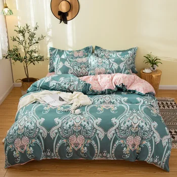 

Yaapeet Europe 4pcs Bedding Set High Quality Polyester Bedroom Bedding Linens Pretty Plant Printed Quilt Cover Pillowcase
