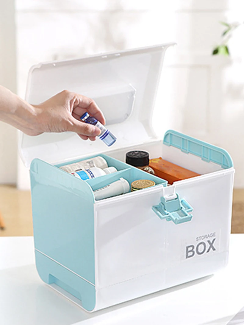 Medicine Box First Aid Kit Storage Box Plastic Container Emergency Kit Portable Multi-Layer Large Capacity Storage Organizer