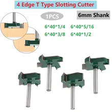 Mèches de routeur à tige de 6mm, Type T à 4 bords, fraise à rainurer, outil pour le travail du bois, outils électriques rotatifs 1 pièce