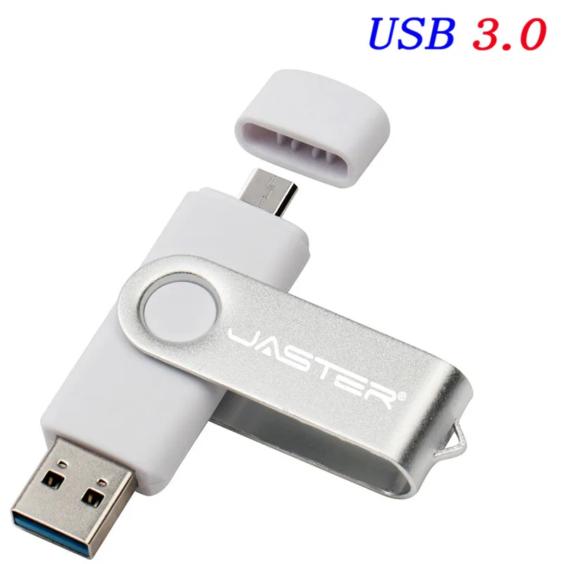 JASTER USB 3,0 OTG металлический usb флеш-накопитель Флешка 16 ГБ 32 ГБ 64 ГБ 128 ГБ ключ usb флешка флеш-накопитель usb3.0 - Цвет: WHITE