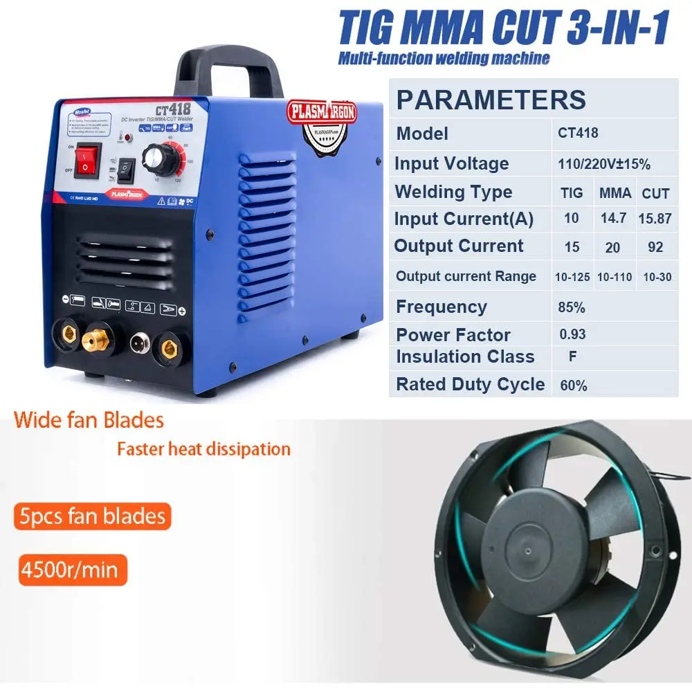 CT418 TIG/ MMA/CUT TIG сварочный аппарат инвертор 3 в 1 120 А MMA 30A CUT Портативное