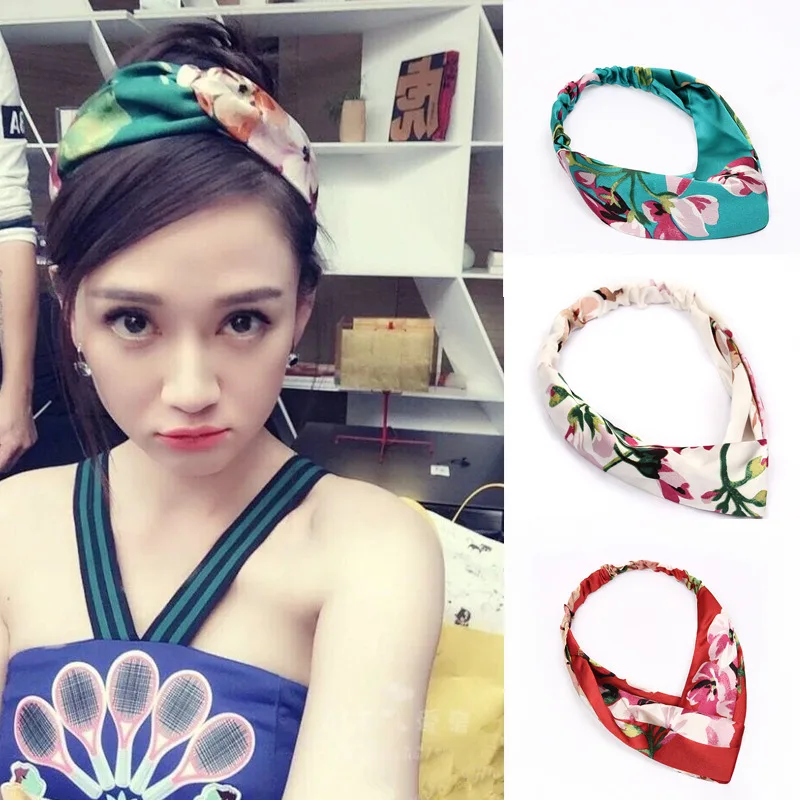 60pcs/lot DIY Simple Multi Geranium Flower Silk Satin Head Bands Elasticity HeadBands Hair Styling Tools Accessory HA1294