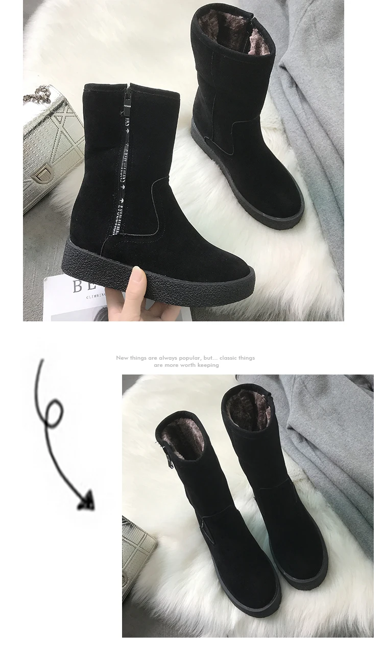 Женские нескользящие ботинки; новые женские теплые плюшевые зимние ботинки на платформе; модные бархатные женские ботинки U11-50