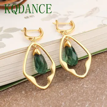 

Created Gemstone Emerald Green Quartz Crystal Drop Earrings Sterling Silver 925 Fine Jewelry Gold color for women