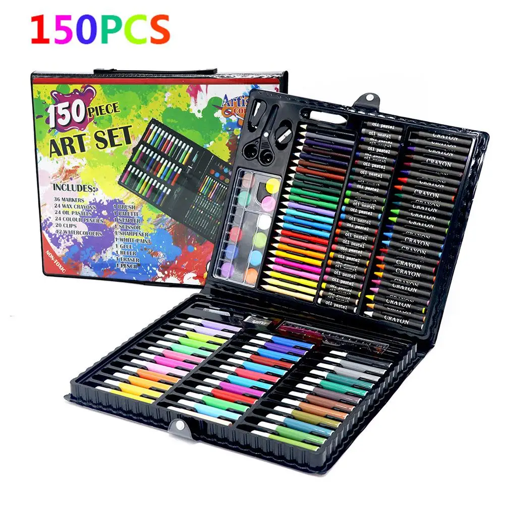 

150pcs Children's Drawing Painting Sketching Tools Set Water Color Pen Crayon Oil Pastel Paint Brush Drawing Pens Art School Sta
