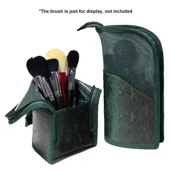 

Professional Pu Makeup Brushes Portable Storage Bag Green Zipper Make Up Brush Holder Container Cosmetic Tools Organizer Bag