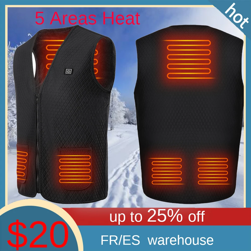 

Heated Vest for Men Women 5 Areas Heating Jacket Winter Outdoor Sports Cycling Skiing Hunting Fishing Thermal Vest Jacket