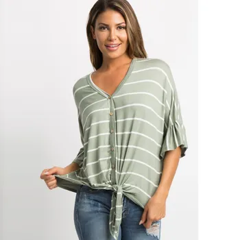 

Maternity Shirt Pregnant Women Nursing Striped Bandage Blouse Tops Clothes Props Zwangerschaps Kleding Casual Clothing For Women