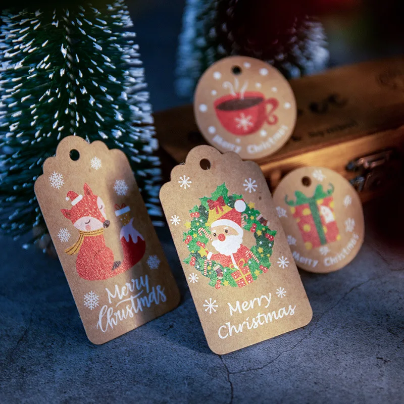 E8BD 50Pcs Christmas Gift Tags Brown Kraft Paper Christmas Gift Tags  Hangings Name Tags Label Christmas Gift Wrap Tags - AliExpress