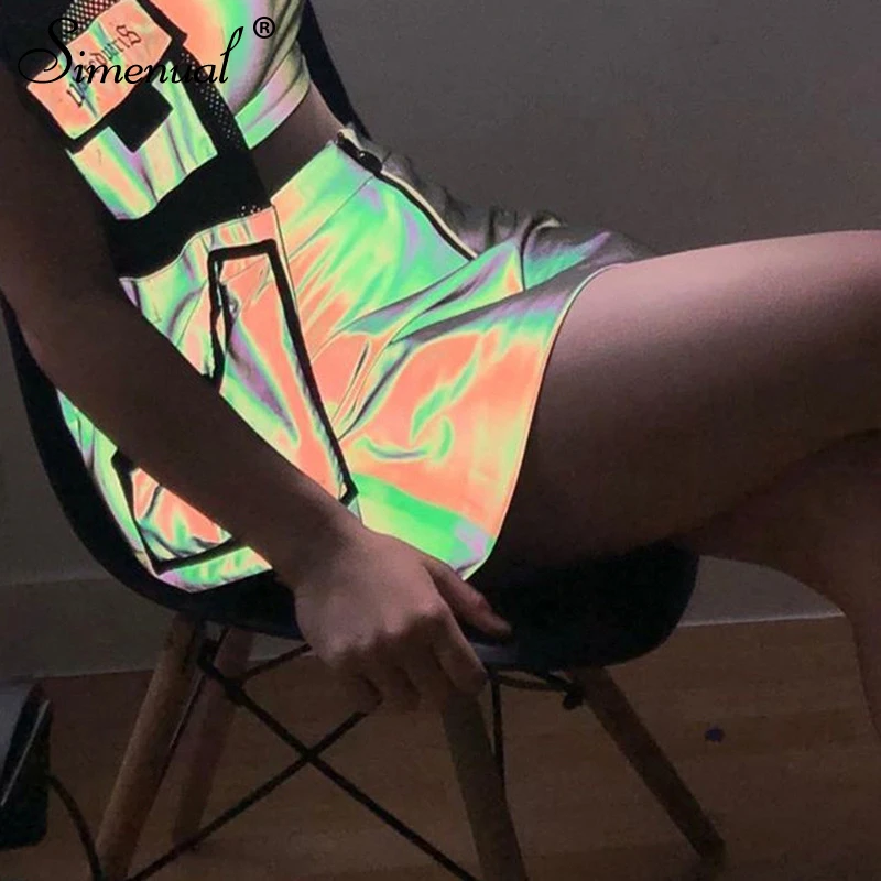 

Simenual Reflective Fashion Party Mini Skirt Women Zipper Autumn 2019 Sexy Bodycon Skirts Solid Basic Slim Skinny Clubwear