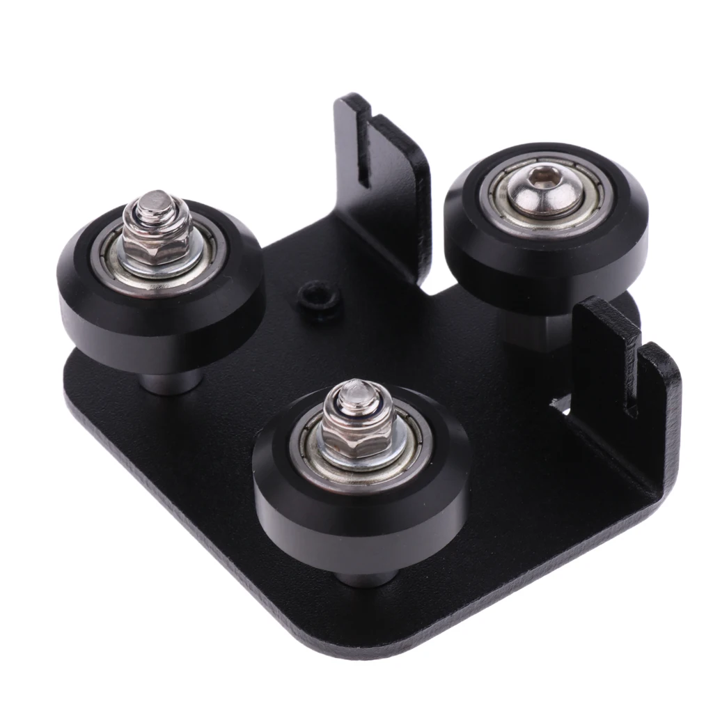 1 Pcs Extruder Back Supports Plate with 3x Pulley for 3d Printer Black
