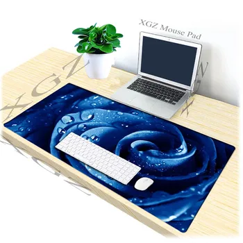 

XGZ Blue Water Drops Rose HD Custom Large Mouse Pad Black Lock Edge Computer Keyboard Table Mat Rubber Stripe Non-slip Csgo Xxl