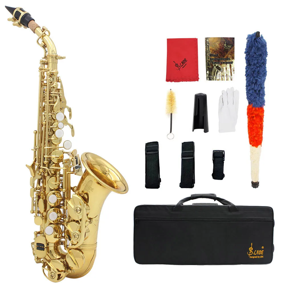 Ottone Bb Bend Althorn Sassofono Soprano Sax Pearl White Shell Buttons Strumento A Fiato Con Custodia Guanti Cintura In Tessuto Per La Pulizia