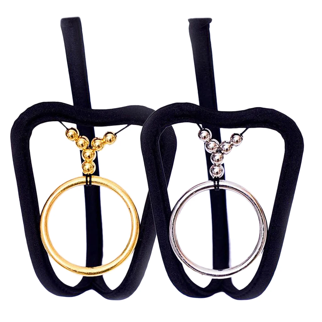 4/pack Men's C String Thong Invisible Underwear Briefs with Metallic Silver/Gold Circle