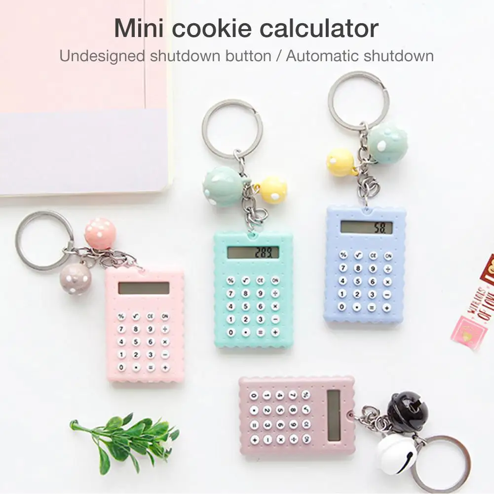 

Portable Mini Student Calculator Cute Bell Key Ring Pendant Super Thin Cell Battery Calculator Office Home School Stationery New