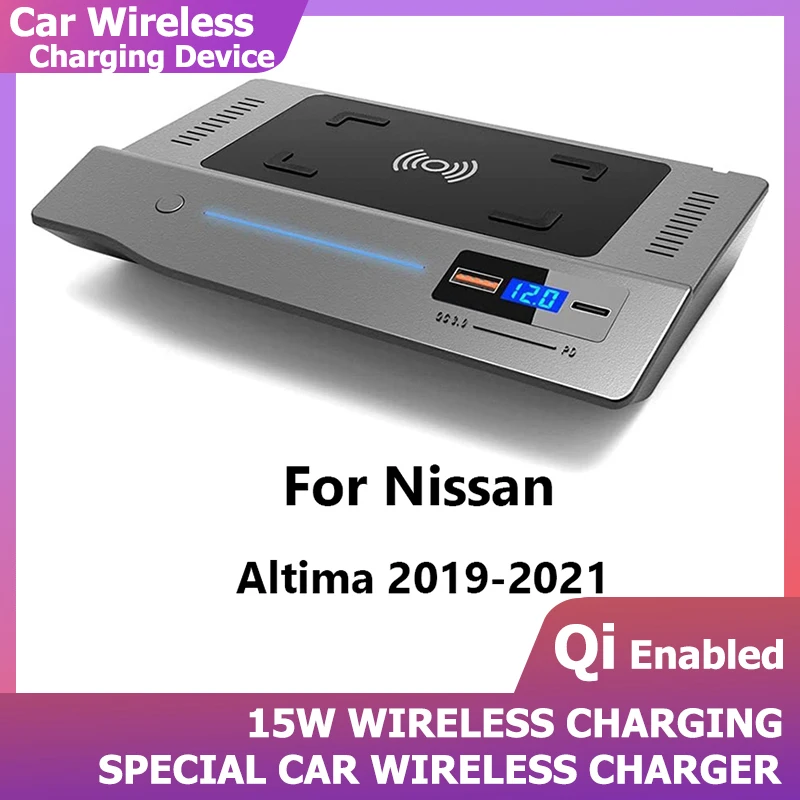 15w Qi Car Wireless Charger Usb For Nissan Teana Altima 2019 2020 2021