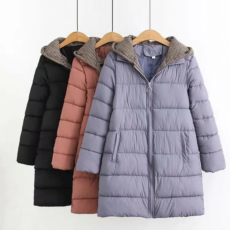 Зимние женские парки Пальто повседневные куртки с капюшоном и длинным рукавом зимняя новая теплая однотонная на молнии размера плюс длинная верхняя одежда
