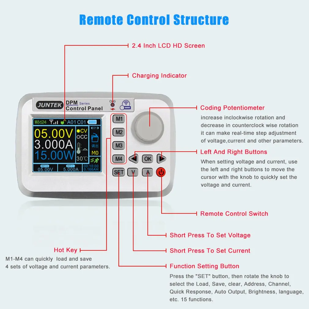 Durable 6-32V to 0-32V LCD 5A DC CV Buck Converter Step-down Power Supply Module