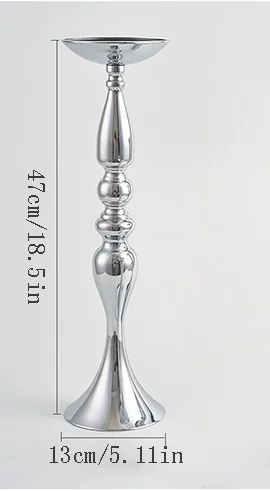 47cm silver Свадебные Рождественские украшения для дома по центру покрытие золотое серебро Подсвечник чашка цветок ваза железная подставка украшение - Цвет: 47cm silver