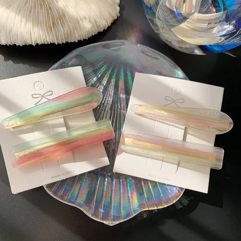 

2020 Korean New Colorful Resin Acrylic Barrettes Hair Clips For Women Girls Sweet Hairpins Fashion Hair Accessories