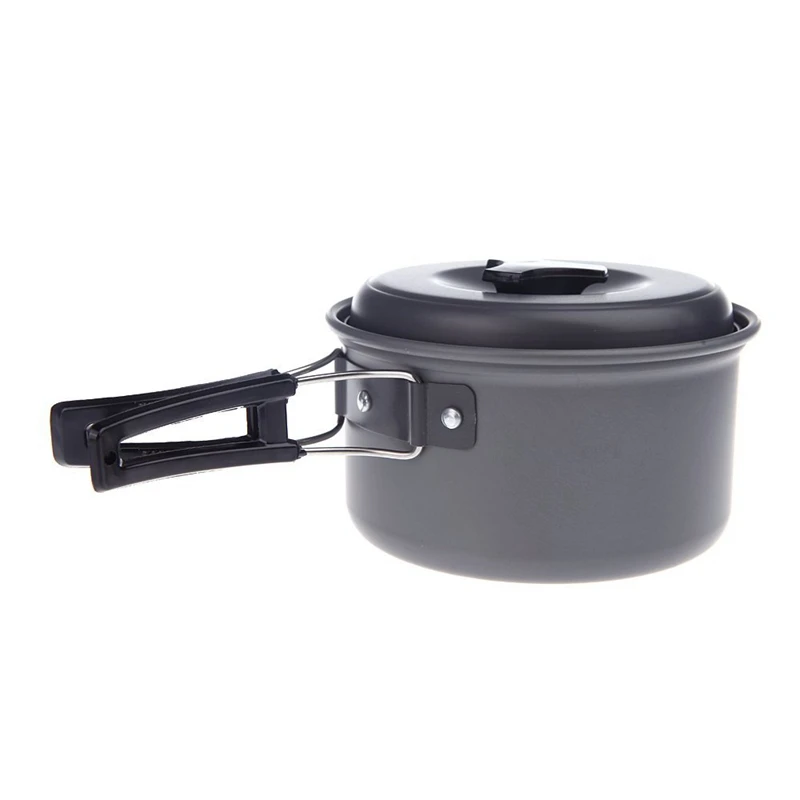 

Portable Outdoor Cooking Camping Pot Anodised Aluminum Foldable Handles Non-stick Cookware Utensil Picnic Hiking