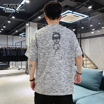 

ZHIJING Summer New Style 100% Cotton MEN'S T-shirt Korean-style Trend Men Loose-Fit Sports Short Sleeve Casual MEN T-shirt Tops